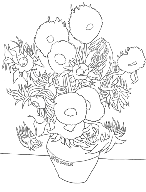 Colouring plate Sunflowers
