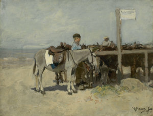Painting: Donkey Stand on the Beach at Scheveningen by Anton Mauve
