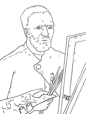 Van Gogh's Self-Portrait Colouring Page