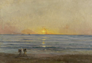 Painting: Sunset near Villerville by Charles-François Daubigny