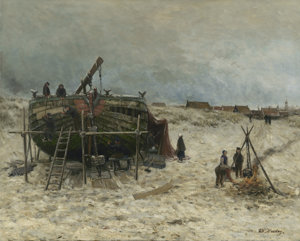 Painting: Caulking by Hendrik Willem Mesdag