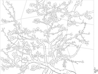 Colouring puzzle Almond Blossom